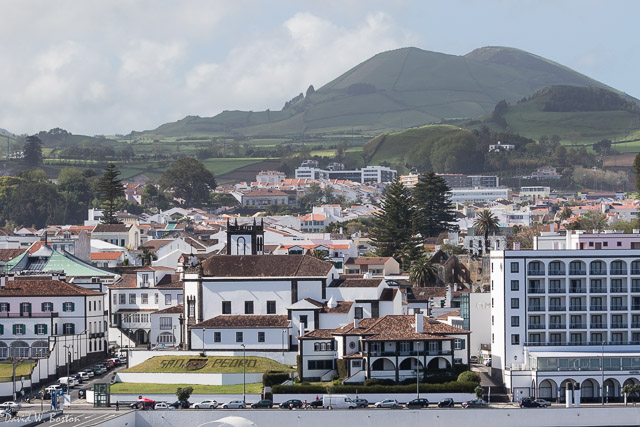 Ponta Delgada as seen from our stateroom balcony