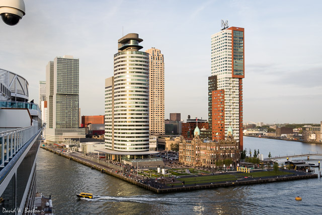 Interesting buildings at Rotterdam Harbor as the Royal Princess sails away
