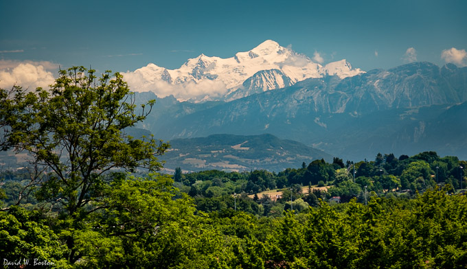 Mont-Blanc as seen from the estate of Château de Voltaire